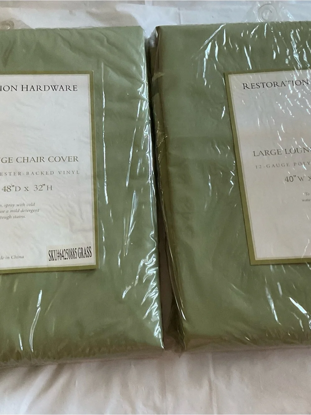RH Restoration Hardware Large Lounge Chair Cover Set Of 2 Green- New Package